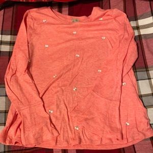 Gorgeous Pearl and Crystal accent top!! Peach Color!!